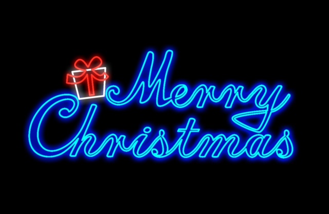 Neon Merry Christmas With gift motif